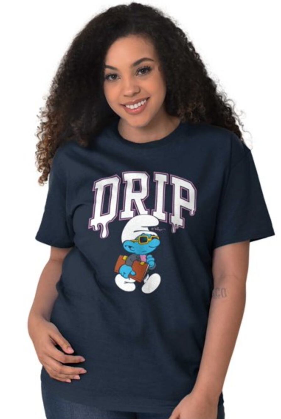 Brisco Brands Business Smurf Cartoon Cool Boss Drip Graphic T-shirt Blue XL